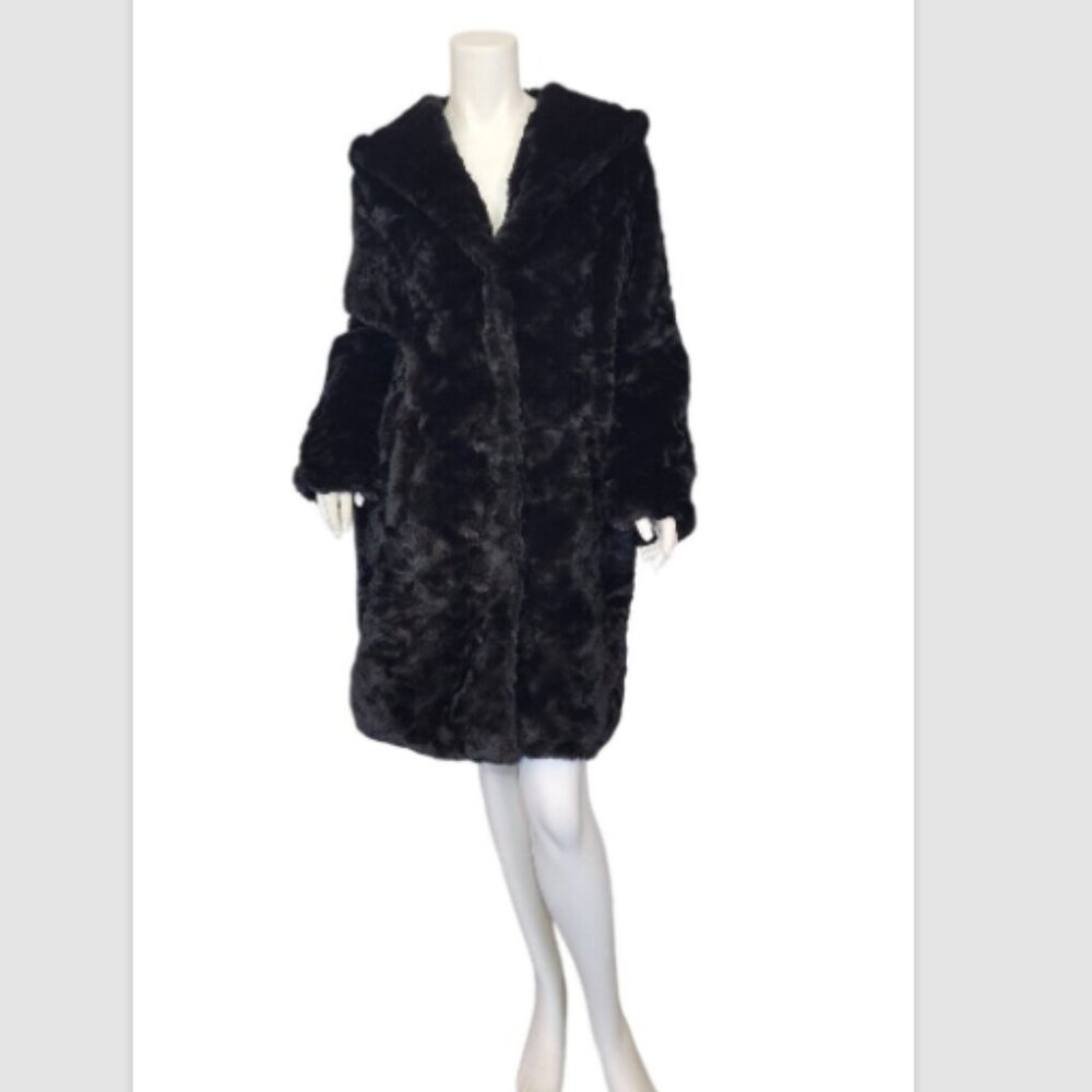 Coalition LA Hooded Faux Fur Snap Coat With Pockets - Picture 5 of 15